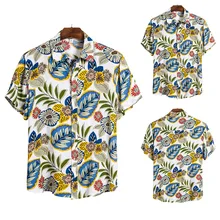 Мужская рубашка с короткими рукавами и цветочным принтом для отдыха; рубашки Cs154