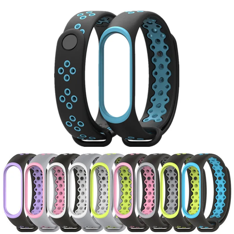 Спортивный ремешок для Xiaomi Mi Band 3 черный силиконовый браслет band Смарт часы xiaomi Miband