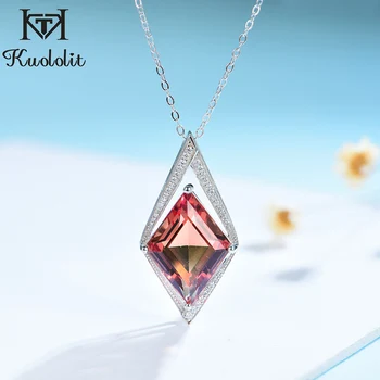 

Kuololit Color changing Zultanite Gemstone Pendant For Women Solid 925 Sterling Silver rhombus necklace for Engagement Promise