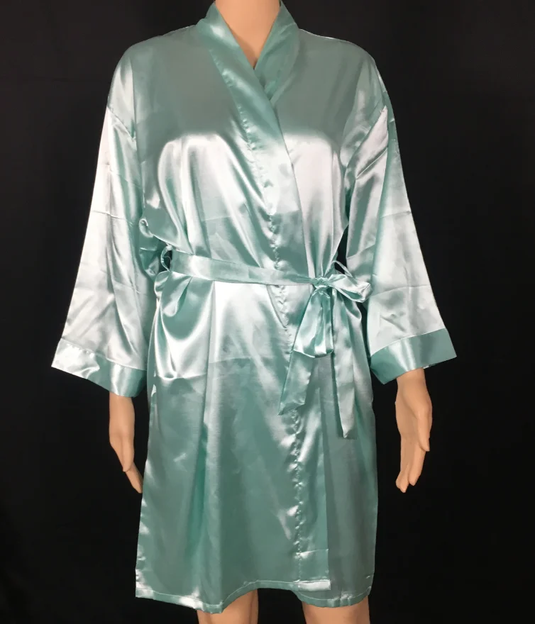 personalise Bride robe satin bathrobe custom Bridesmaid rose gold brithday Party dress robe,sister of the groom kimono sleepwear - Цвет: mint