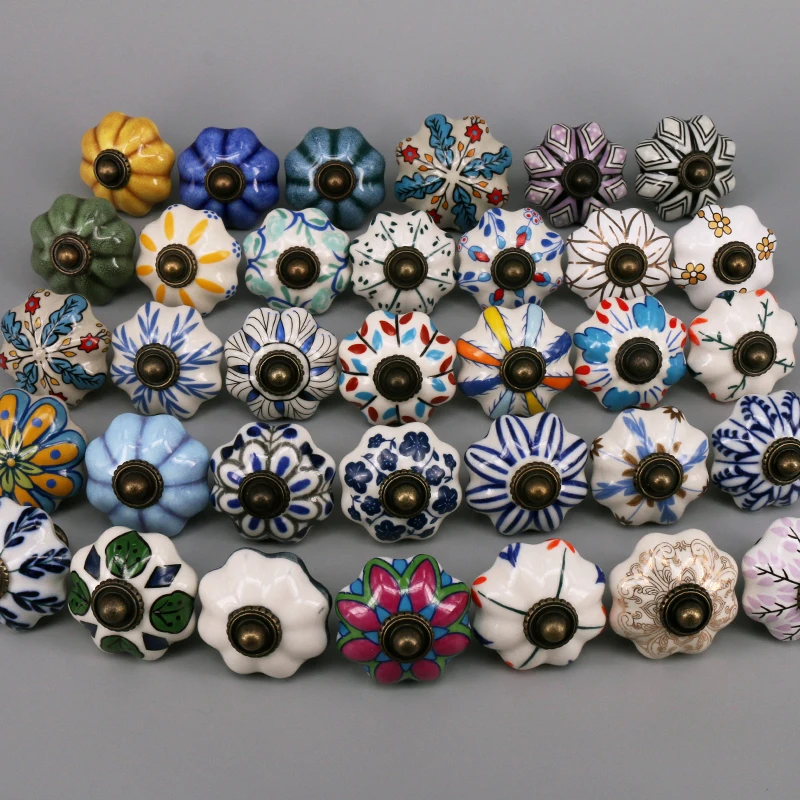 1x Flower Leaft Ceramic Retro Vintage Knobs Bedroom Kitchen Door Cabinet Cupboard Knob Pull Drawers Handle | Обустройство дома