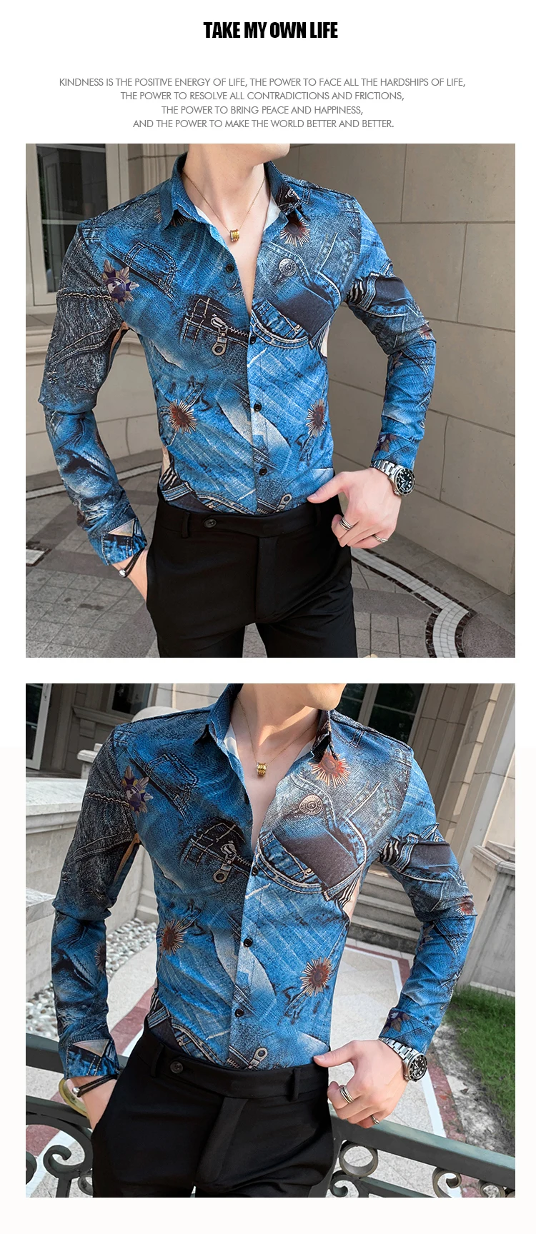 Имитация ковбоя Повседневная рубашка для мужчин с длинным рукавом Slim Fit рубашки для мужчин платье бизнес Топ уличная гавайская рубашка Chemise