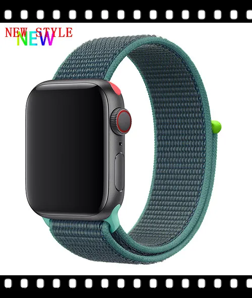 Spearmint green 3hit Нейлоновый ремешок для Apple Watch band 42 мм 38 мм iWatch 4 band 44 мм 40 мм Браслет спортивная петля ремешок для часов correa ремень дышащий - Цвет ремешка: Spearmint green 3hit