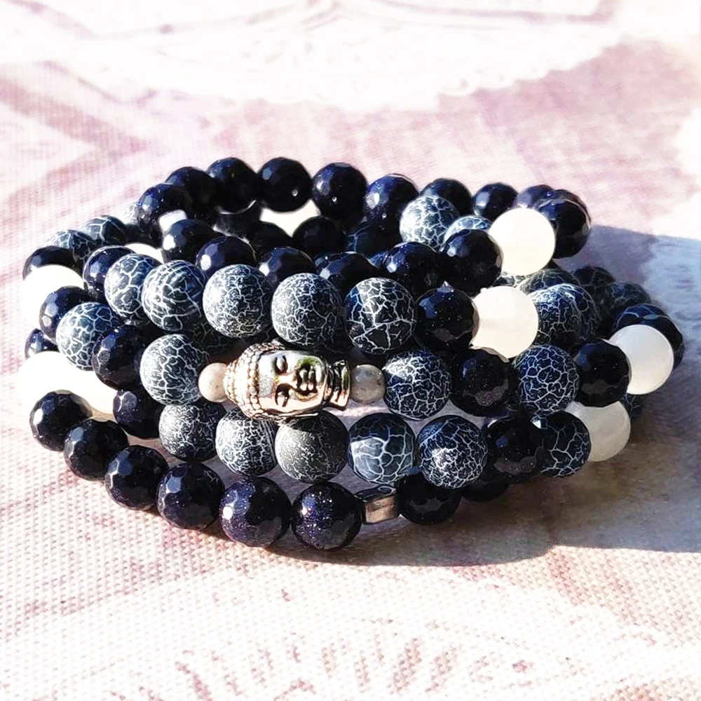 

Винтажный дизайн MG0826, браслет Будды мала с искусственными драгоценными камнями с облицовкой золотого песка, 4 дюйма, наручное ожерелье