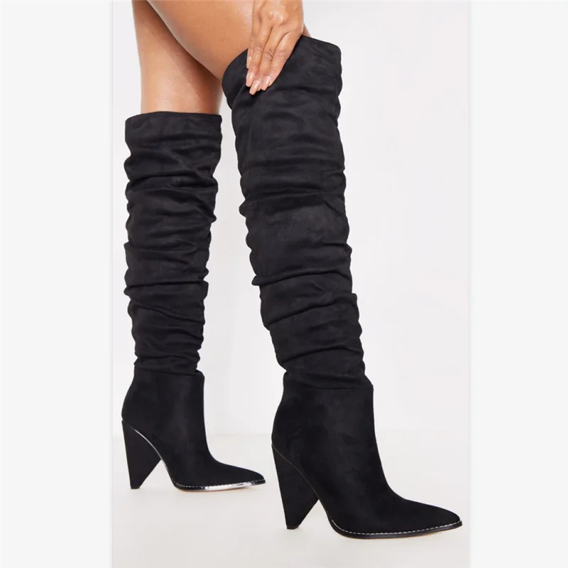 ASUMER hot over the knee thigh high boots women flock solid colors autumn winter Western boots woman high heel shoes