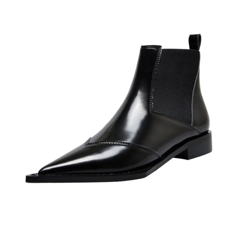 Short boot Emma king/ботфорты из лакированной кожи; Botas Mujer; сапоги на Плоском Каблуке; пикантные модельные туфли с острым носком; женская обувь для вечеринок; большие размеры - Цвет: Short boot