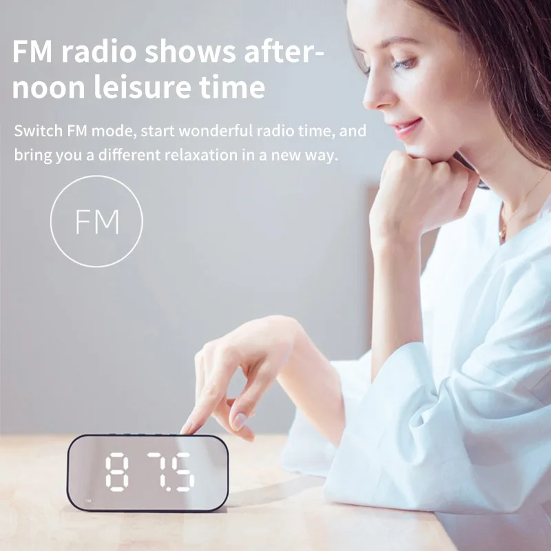 Bluetooth 5,0 часы динамиков динамик FM Три режима температуры монитор зеркало многофункциональные часы дисплей 1200ма батарея