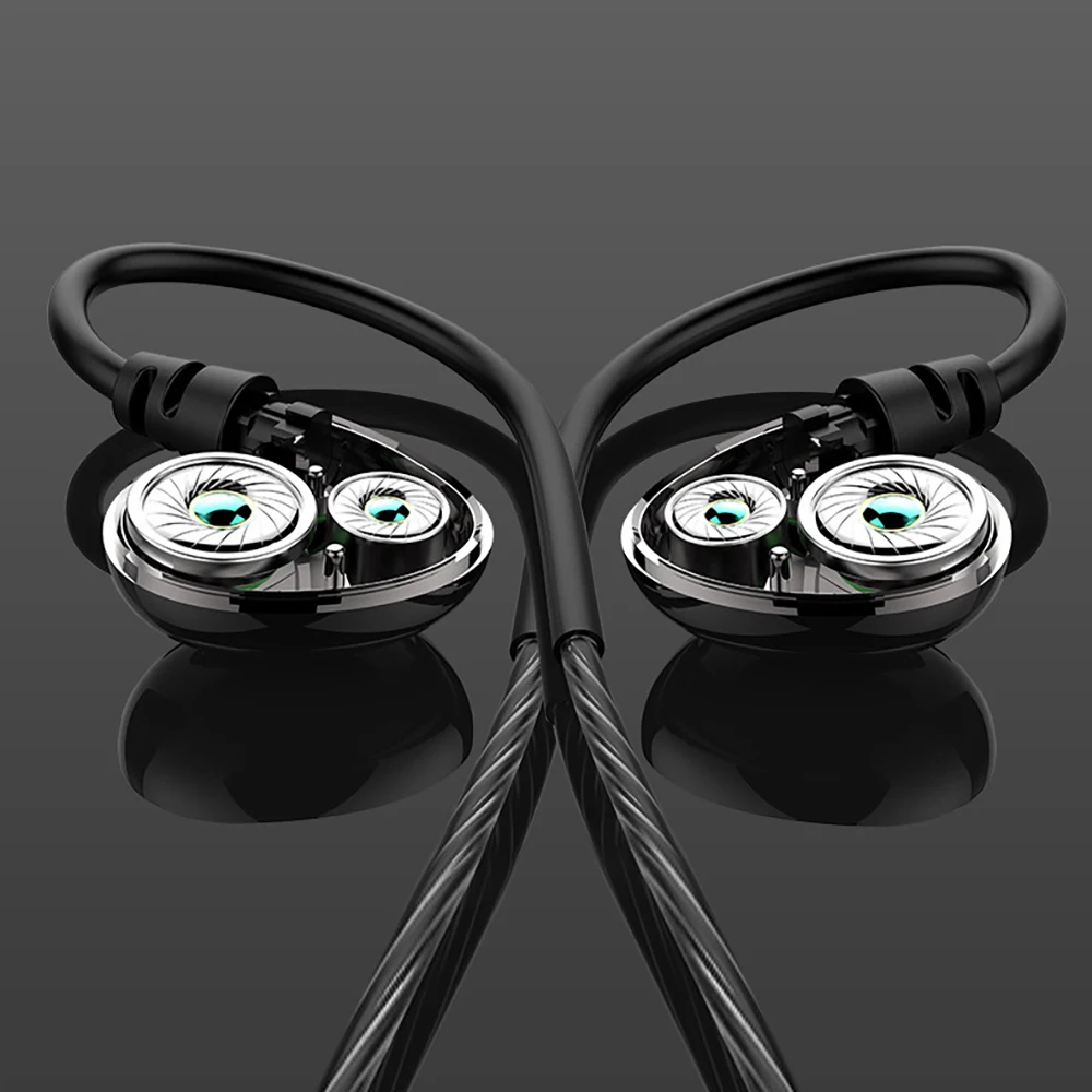 New Z4 Four Core Dual Dynamic Earphone Music Game Headset Subwoofer Cable Headset Noise Reduction Wire Control In Ear Headset