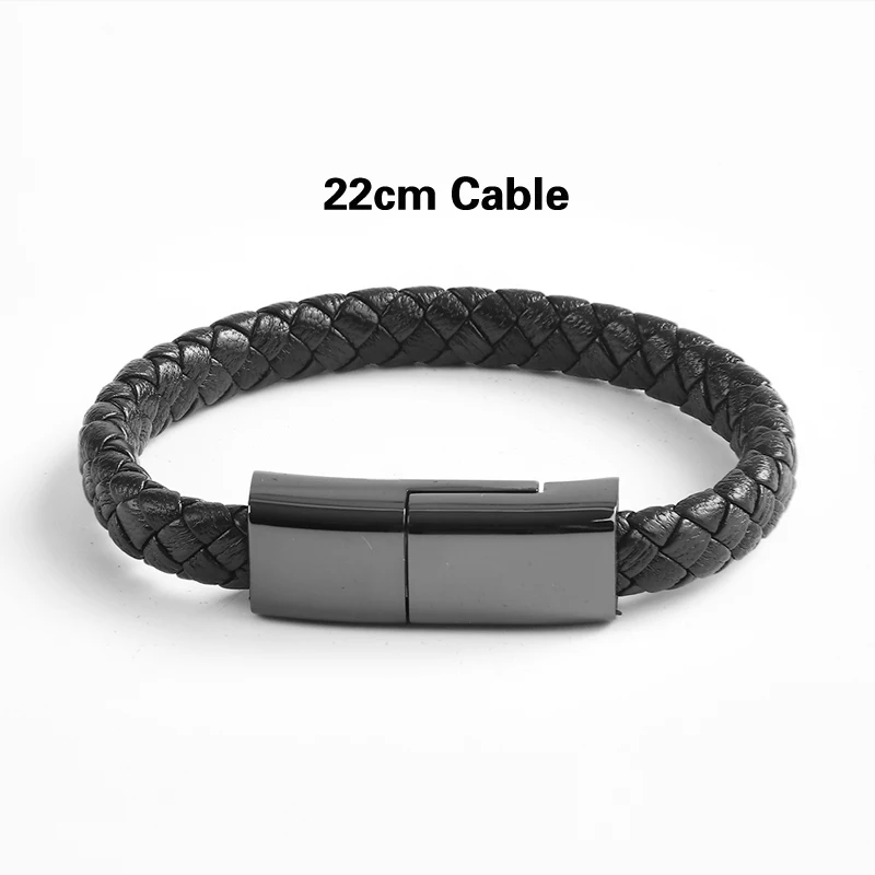 22CM Cable Кожаное зарядное устройство-браслет кабель тип-c Флешка USB в виде браслета зарядное устройство данных зарядный кабель синхронизации для IPhone 7 8 Android телефон кабель подарок - Тип штекера: 22CM Cable