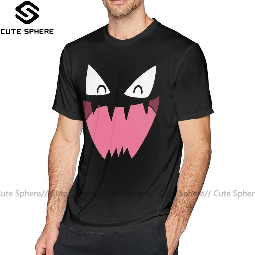 Gengar футболка Haunter Face футболка Базовая 100 хлопковая Футболка с графическим рисунком с коротким рукавом Милая Мужская футболка большого размера