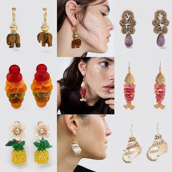 

Dvacaman Trendy Cute ZA Fruit Pineapple Cherry Tassel Long Drop Earrings Women 2020 Boho Shell Rhinestone Dangle Earring Jewelry