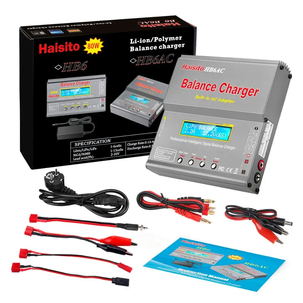 HTRC iMAX B6 AC RC Charger 80W B6AC 6A Balance Charger Digital LCD Screen Li-ion LiFe Nimh Nicd PB Lipo Battery Discharger charger smart bracelet Chargers