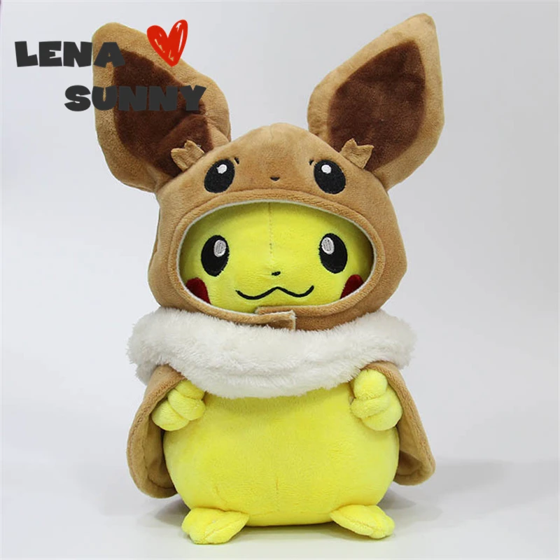 28 см карман Животные Пикачу Косплэй Иви плюшевые игрушки Gengar мягкие куклы Иви накидка с героями мультфильма «Cos Пикачу игрушка детский подарок