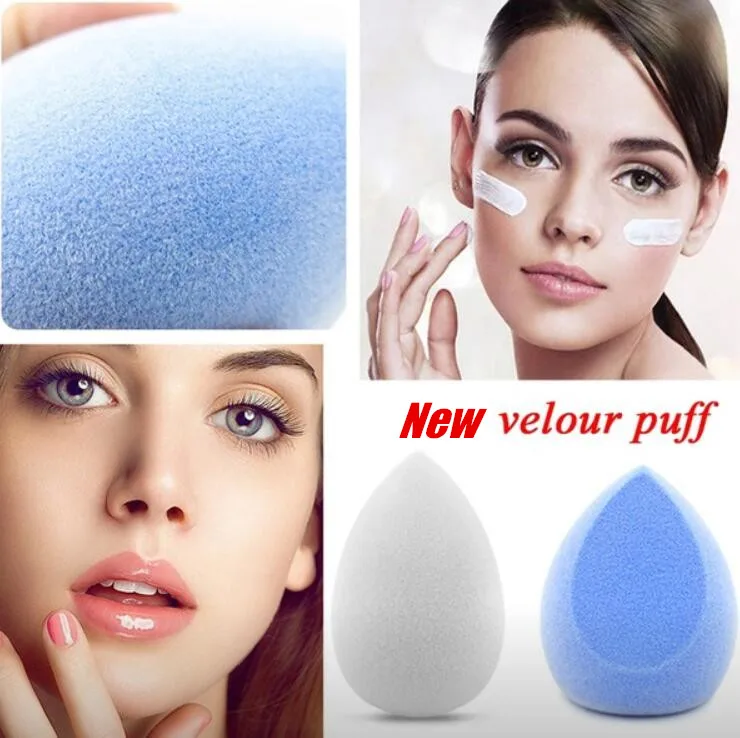 Good Chance of  1Pc Water Drop Shape Cosmetic Puff Makeup Sponge Microfiber Fluff Surface Velour Puff Face Foundati