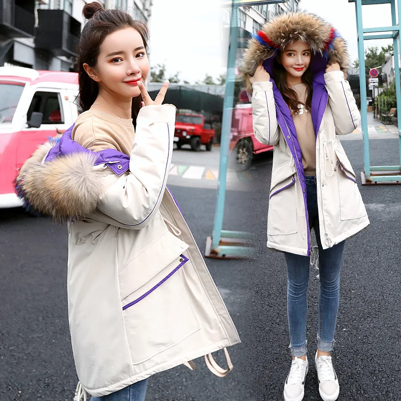 

Cotton-padded Clothes Women's Mid-length Winter 2019 New Style Korean-style Thick Cotton-padded Jacket Large Fur Collar WOMEN'S