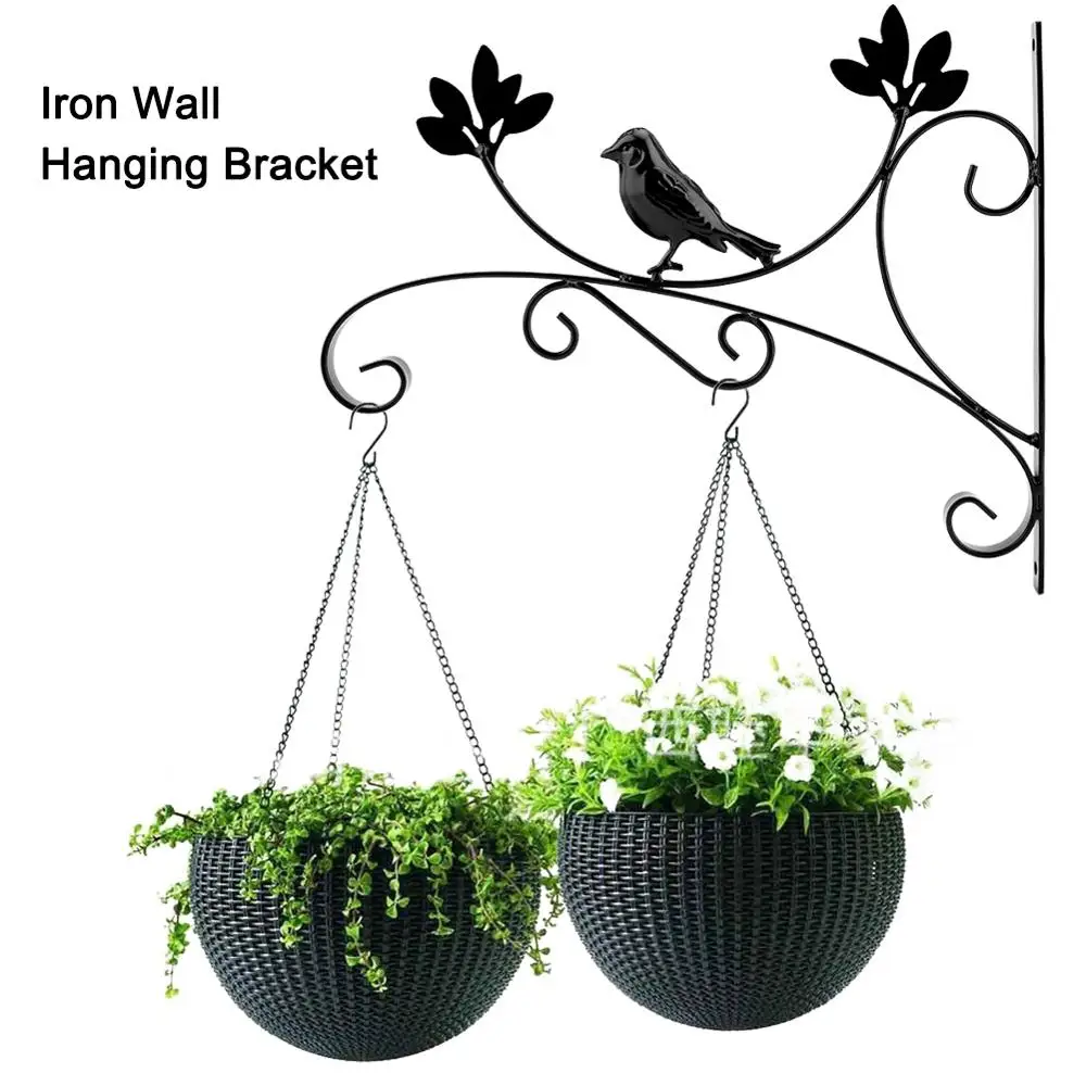 Home Landscape Crafts Iron Stand Hanging Flower Vase Lantern Holder Hook Durable