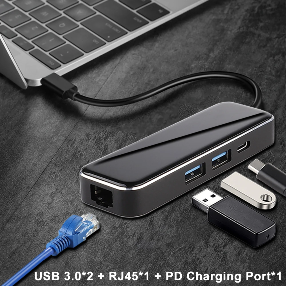 USB Type C HUB to PD RJ 45 Multi USB 3.0 Power Adapter Black Computer Peripherals USB Hub for MacBook Samsung