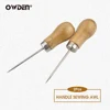 OWDEN 2Pcs Leather Wood Handle Awl Stitching Tools Sewing Accessories Hole Punches ► Photo 1/6