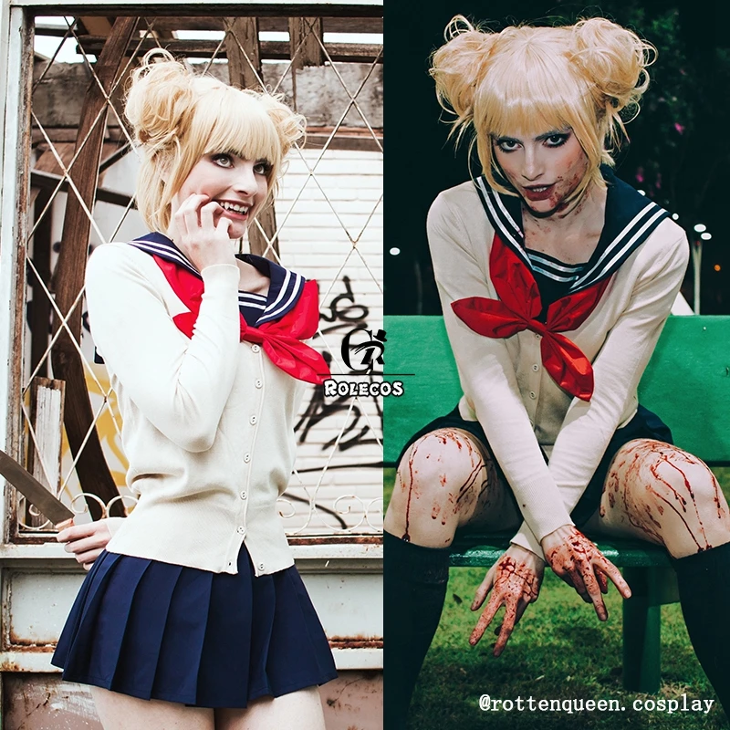 ROLECOS аниме MHA Косплей волосы крест мой тело головной убор BNHA химико Тога