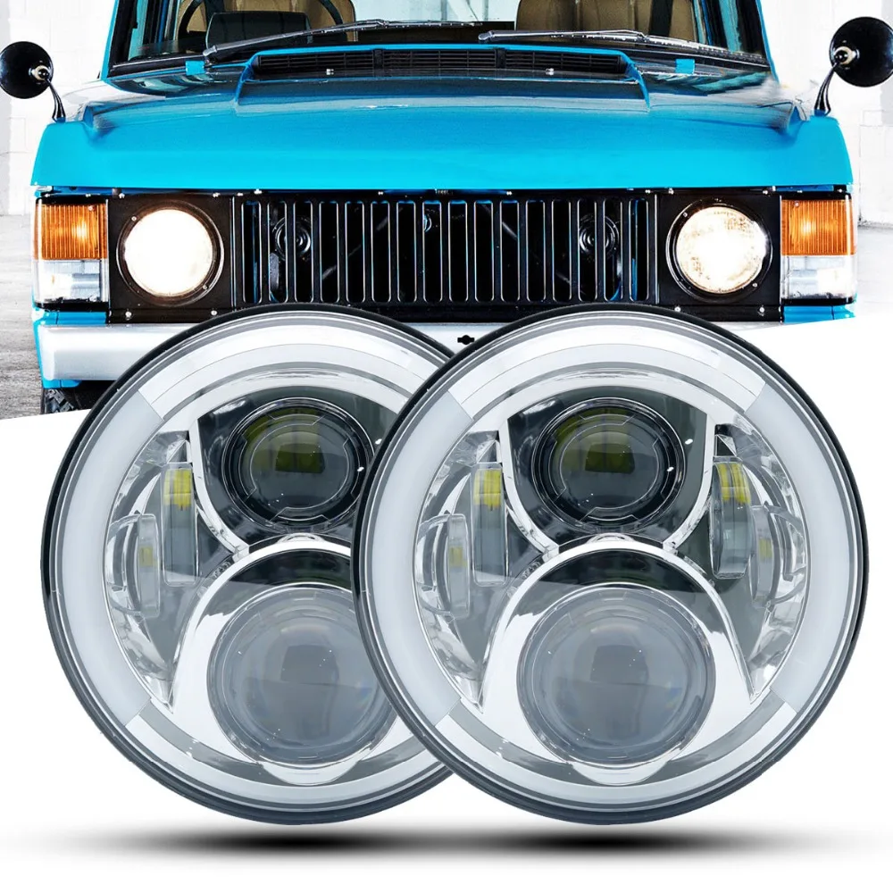 7 &quotкруглая галогенная фара DRL ангельские глазки для Jeep Wrangler Hummer Land rover defender Lada 4x4
