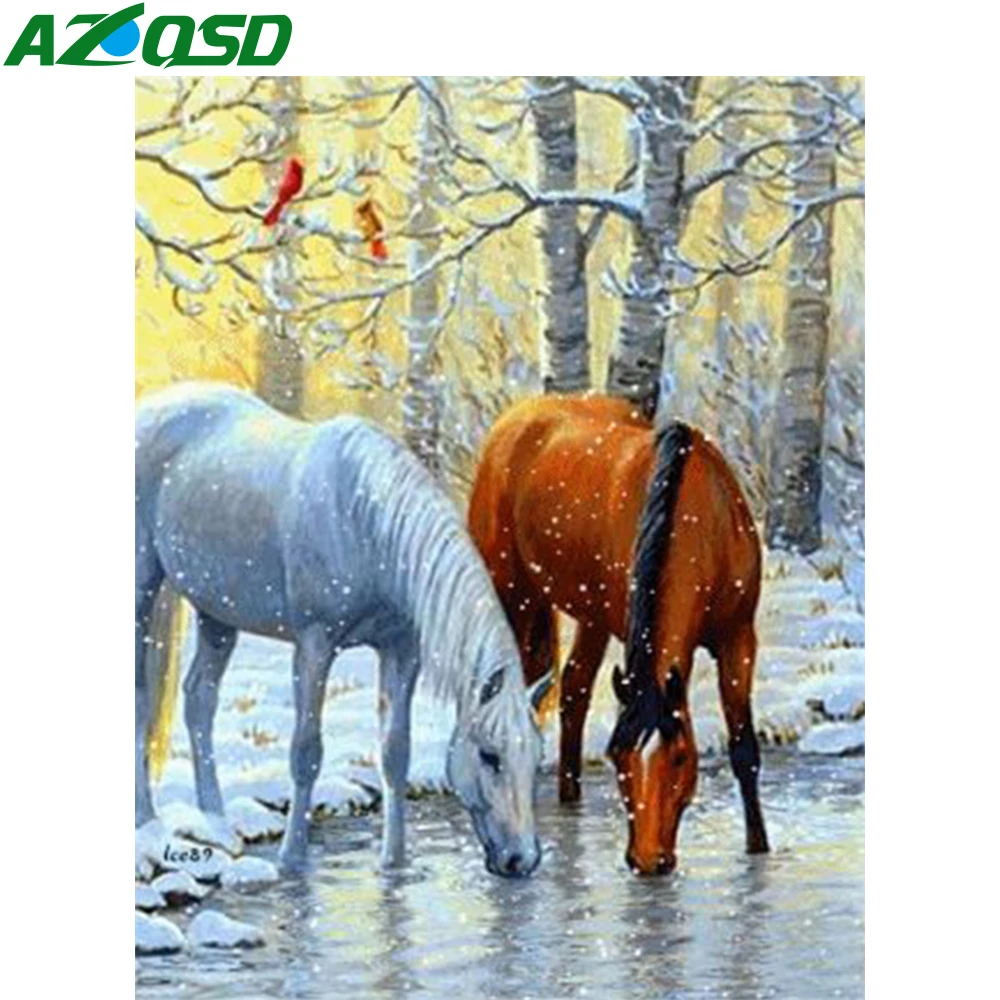 Azqsd Алмазная вышивка мозаика животных перекрестный переключатель кристальная вышивка с изображением лошадей 5D DIY полный квадратный дрель