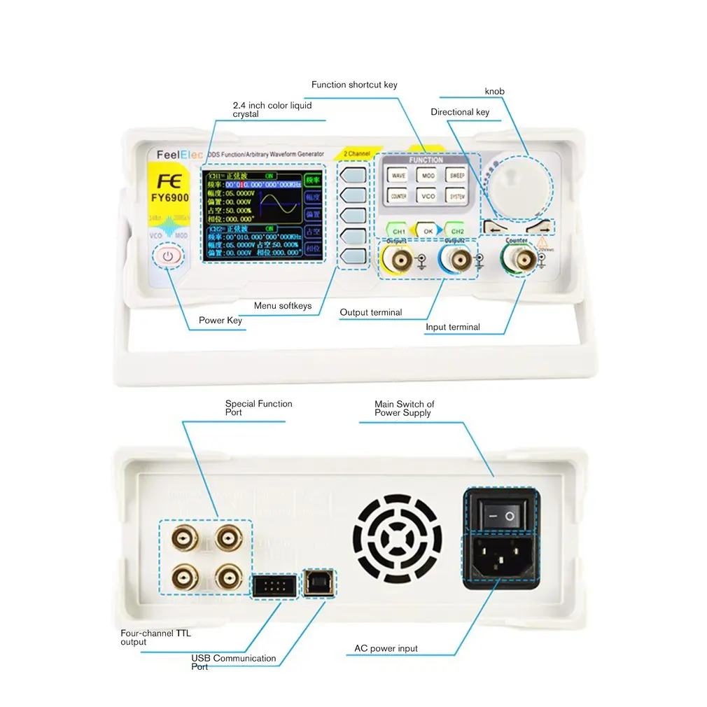

DDS Dual-channel Digital Function Arbitrary Waveform Signal Generator 250MSa/s 40MHz 14bits Frequency Meter Hot Sale
