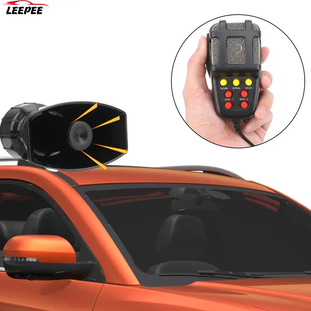 Police Siren Air Horn Megaphone Tone 12V 100W Mic PA System Emergency Amplifier Hooter Car Warning Alarm Speakers Loud | Автомобили и