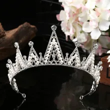Корейский стиль высокого класса роскошный жемчуг Циркон Корона головной убор Свадебные аксессуары для волос Корона орнамент
