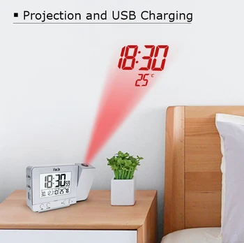 

Projection Alarm Clock Digital Date Snooze Function Backlight Projector Desk Table Led Clock With Time Projection