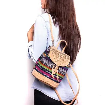 

Cork laser cutting Colorful Textile girl backpack OY-002
