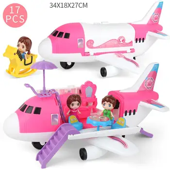 

Kuulee Children Inertia Airplane Model Toy Storage Large Size Passenger Aircraft Girl Play House Set Kids Toy
