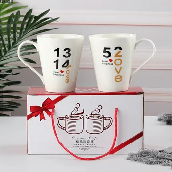 

Creative Ceramic Cup Mug Gift 520 1314 Couple's Cup Set Portable Gift Box Mug Coffee Mug