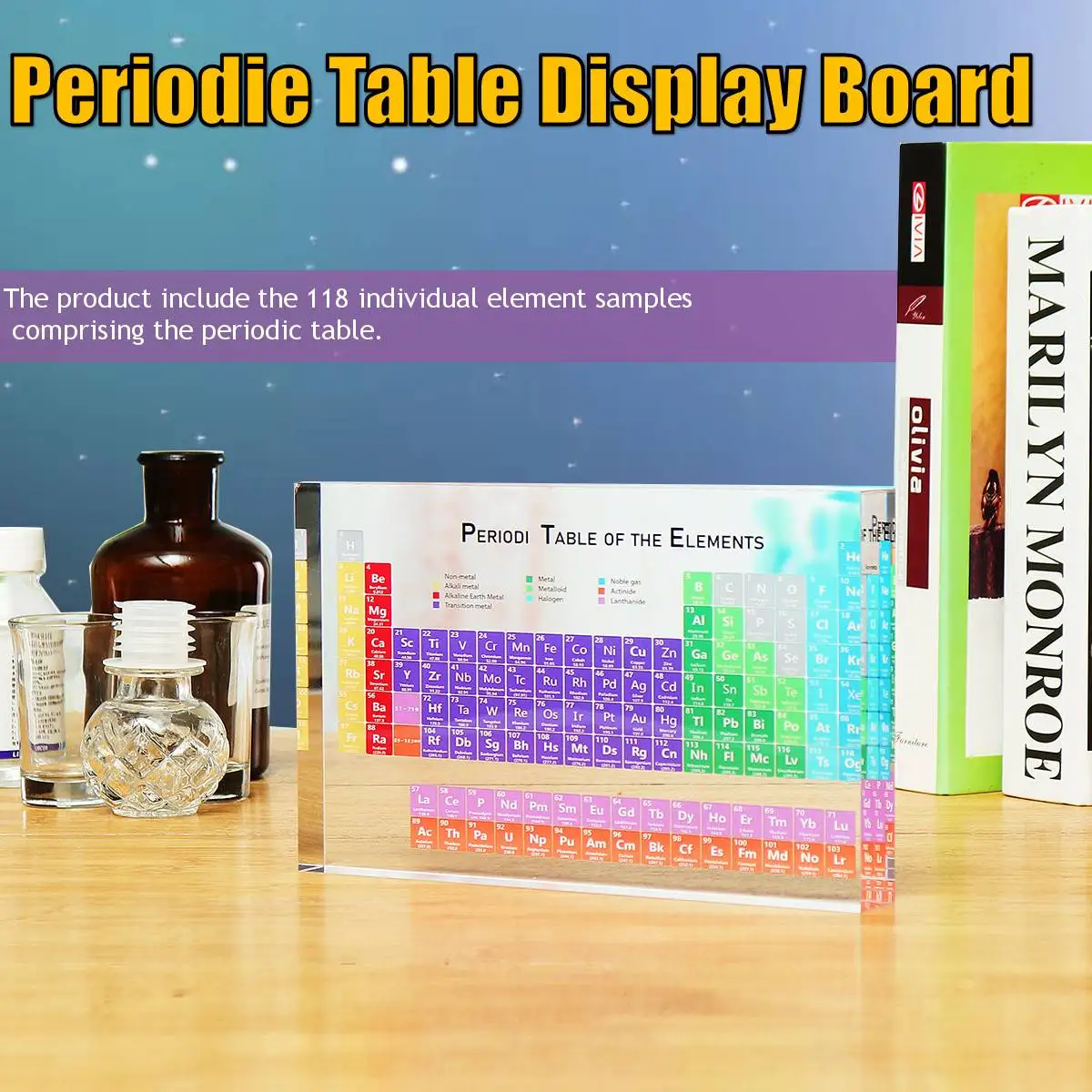 

With Elements Acrylic Periodic Table Display Kids Teaching School Day Birthday Gifts Chemical Element Display Card Home Decor