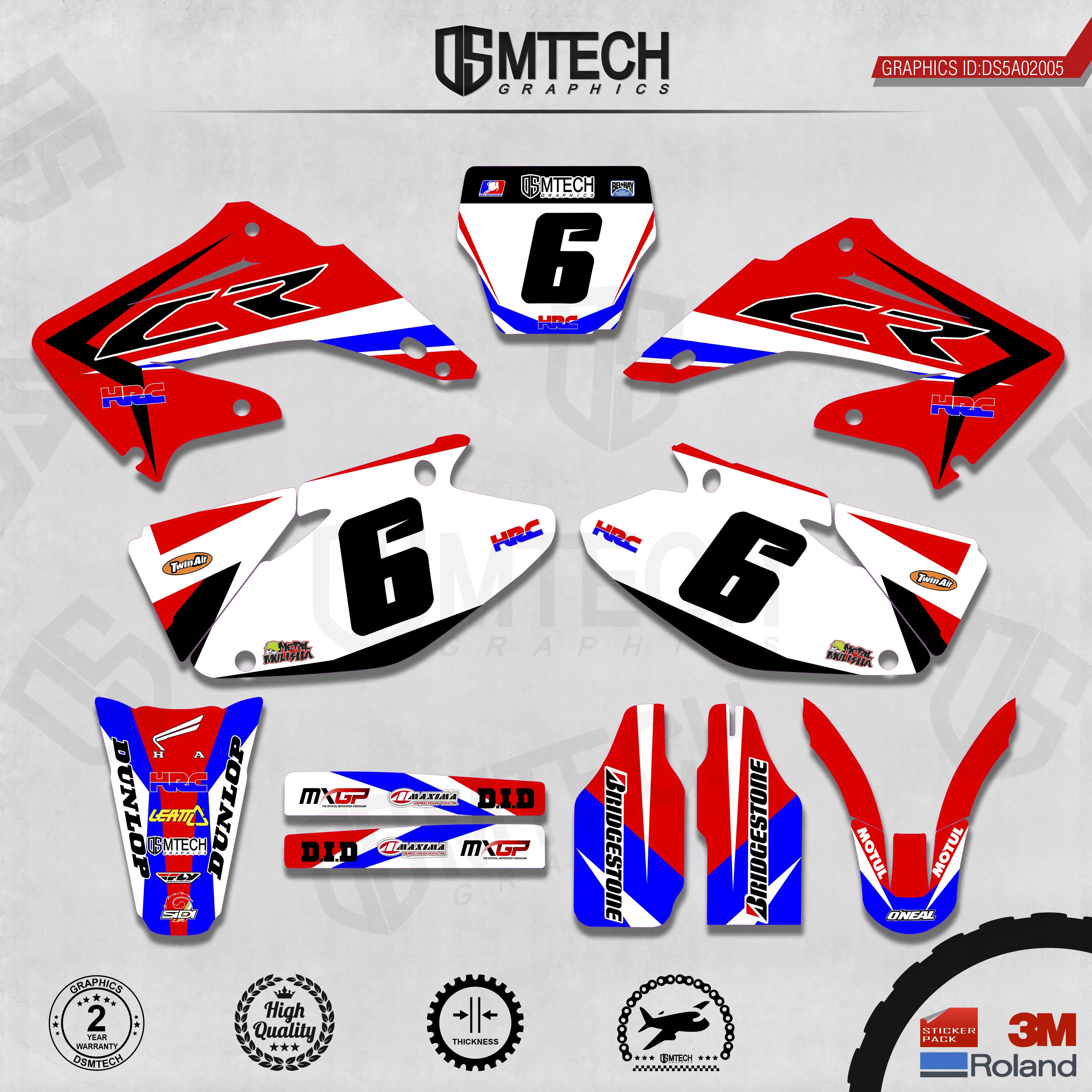 

DSMTECH Customized Team Graphics Backgrounds Decals 3M Custom Stickers For 2002-2004 2005-2007 2008-2010 2011-2012 CR125-250 005