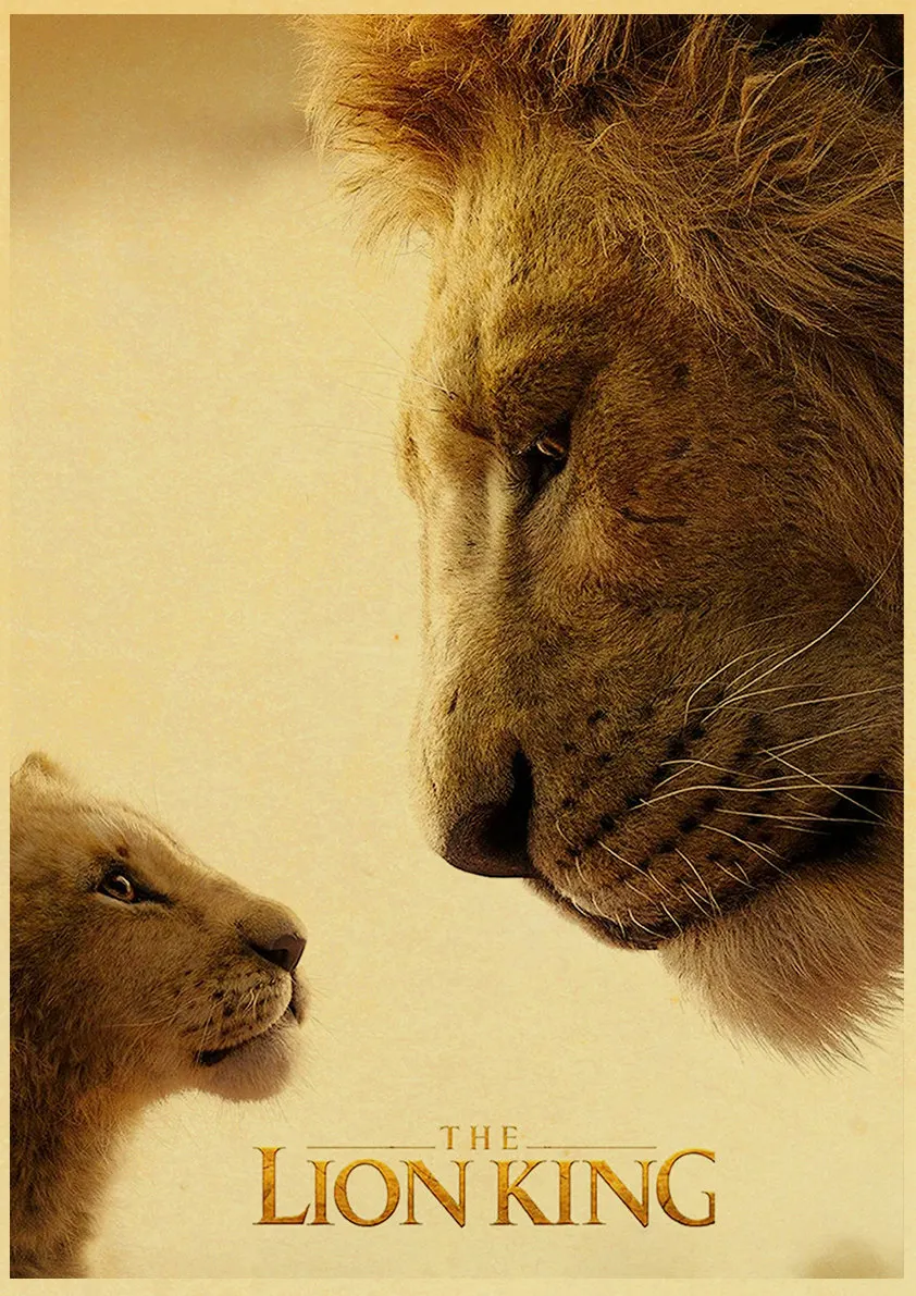 Виниловый художественный плакат с изображением короля льва для детской комнаты, настенные наклейки для гостиной, модный Декор из крафт-бумаги
