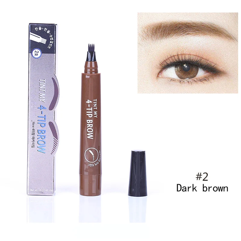 Microblading бровей ручка вилка кончик длительный водонепроницаемый макияж для женщин леди CJ666 - Цвет: dark brown