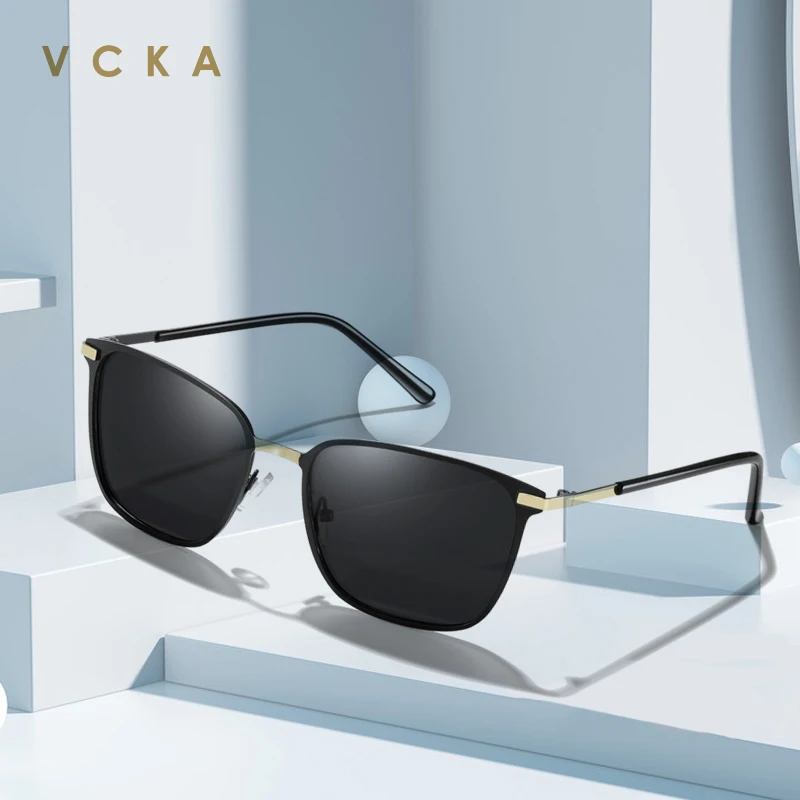 

VCKA 2020 NEW Men's metal polarized sunglasses square wild driving night vision sunglasses fashion Alloy frame Women Eyewear