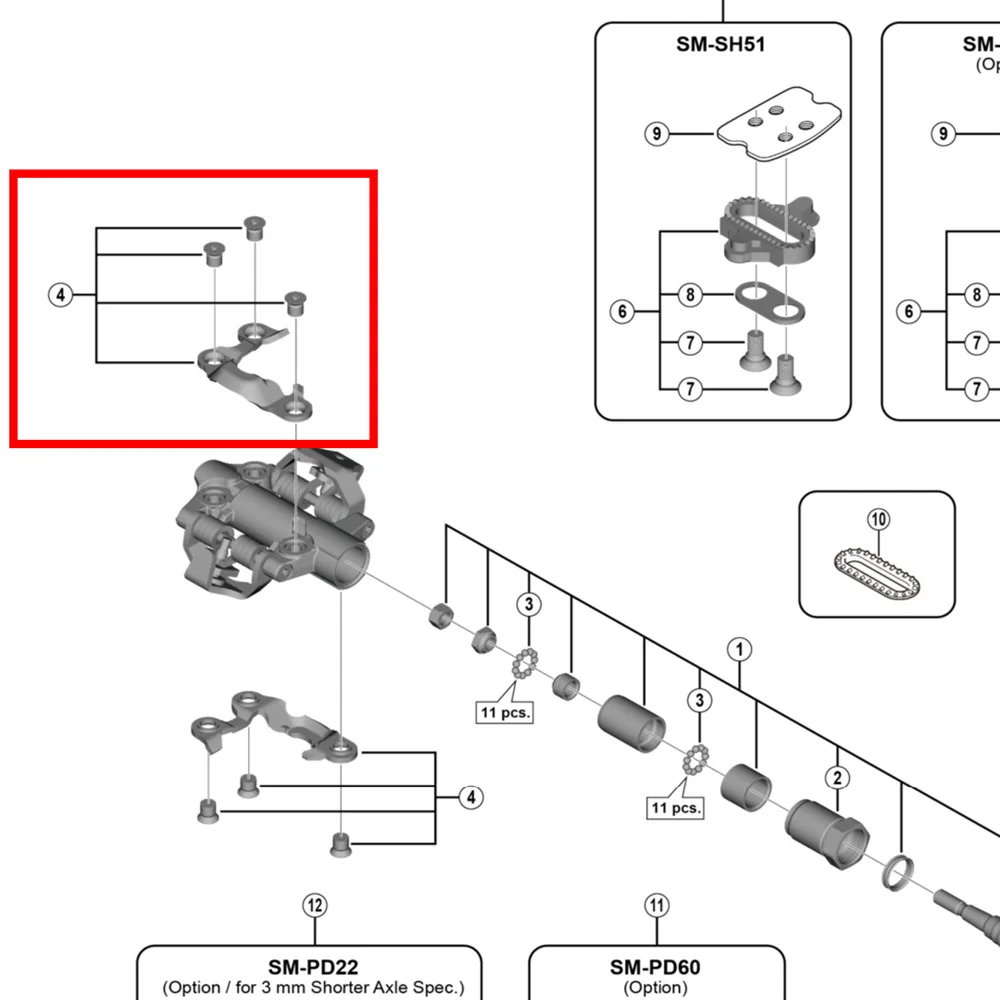 Shimano Y46F98060 Y46F98050 Pedel Della Copertura Del Corpo Per Xtr Pd-M980/M985/M9000/M9020/M9100/M9120
