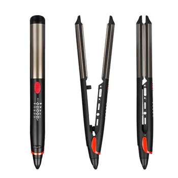 

2 In 1 Titanium Curling Iron Straightening Adjustable Temperature Hair Curler Flat Iron Hair Waver Roller Curl Styling Tool