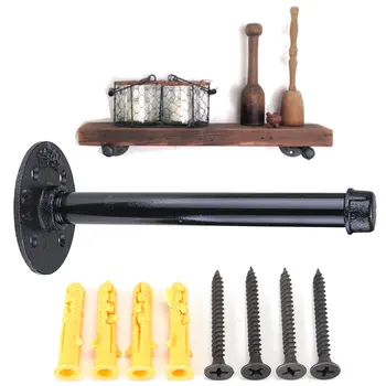 

1/2PCS Flange Bracket Retro Black Iron Industrial Pipe Heavy Support Wall Mounted Shelf Bracket Furniture Hardware Home Decor