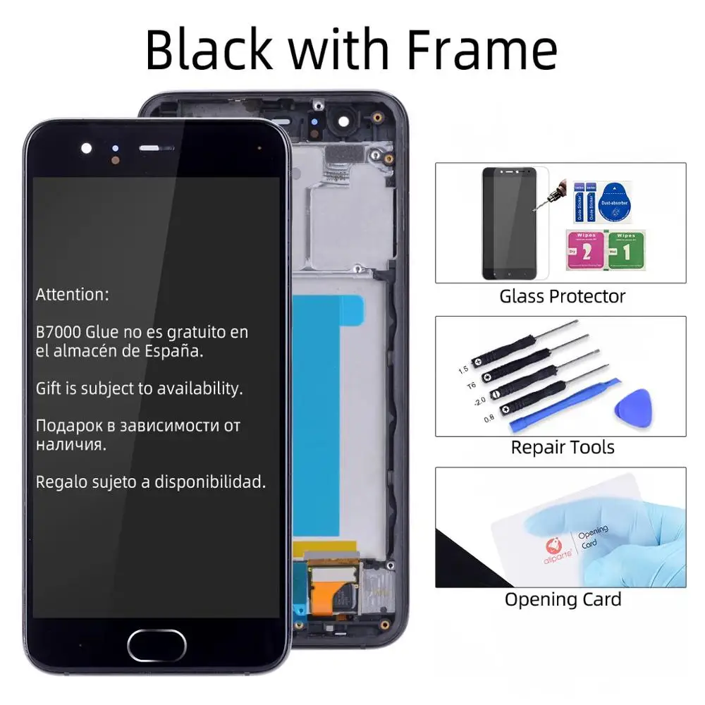 Дисплей дл XIAOMI Mi6 LCD в сборе с тачскрином на рамке 5.15'' черный белый - Цвет: Black with Frame