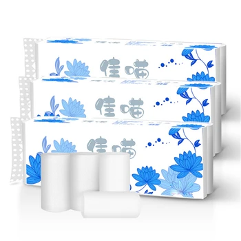 

12 Rolls Toliet Paper 4-Layer Thicken Coreless Wood Pulp Paper Towel Household Toilet Paper Bathroom Kitchen Tissue