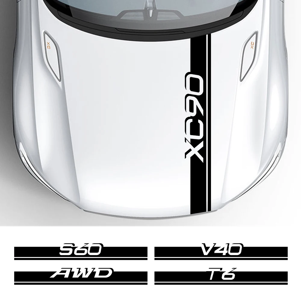 Автомобильные наклейки на капот для Volvo XC90 S60 V40 AWD T6 V50 V60 V90 XC40 XC60 S90 C30 C70 S80 V70 XC70