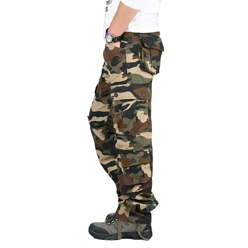 Осенние зимние брюки мужские свободные хлопковые армейские брюки мужские повседневные камуфляжные брюки карго мужские брюки hombre - Цвет: Хаки