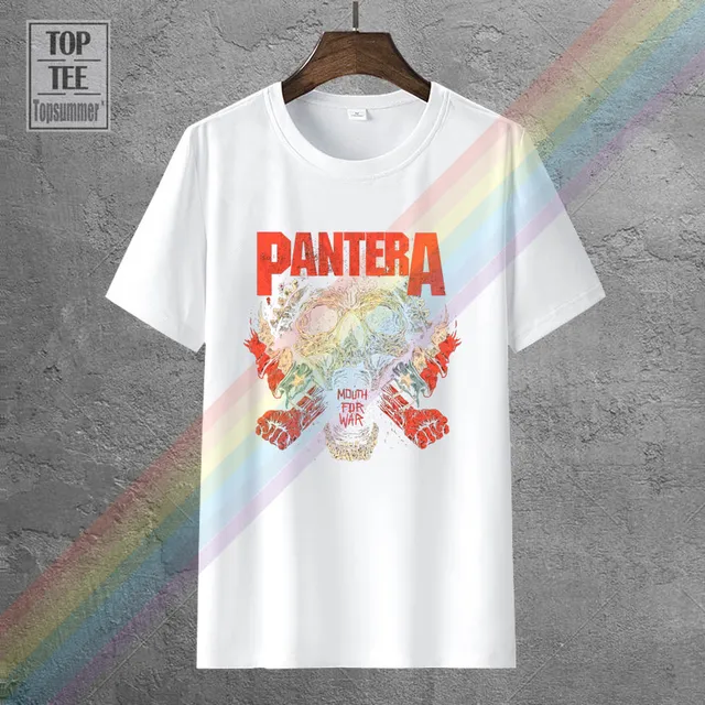 Pantera T Shirt Black Graphic Print Heavy Groove Metal Rock Band Tees 1-A-179 O-Neck Hipster T Shirts 0162147-White