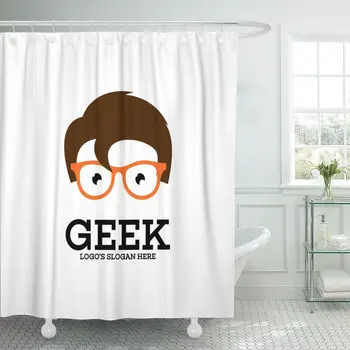 

Boy Geek Nerd Smart Designer Face Genius Glasses Abstract Shower Curtain Waterproof 72 x 72 Inches Set with Hooks