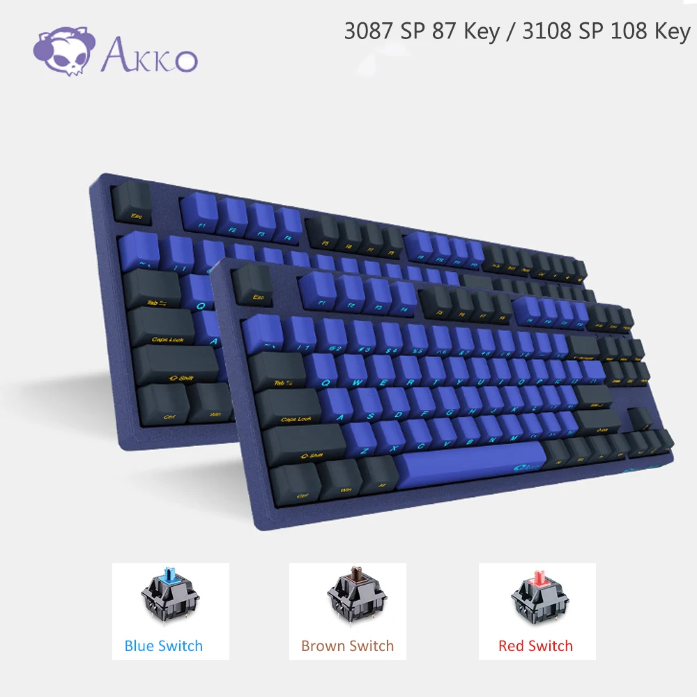 Цена AKKO 3087 3108 SP Horizon Skyline Cherry выключатель MX игровая механическая клавиатура 87 108 ключ 85% PBT TYPE C USB креативная боковая буква