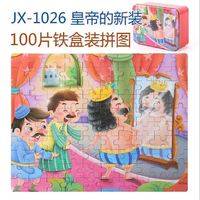 Детские Мультяшные игрушки-пазлы 100 штук деревянные пазлы сказочные с железной