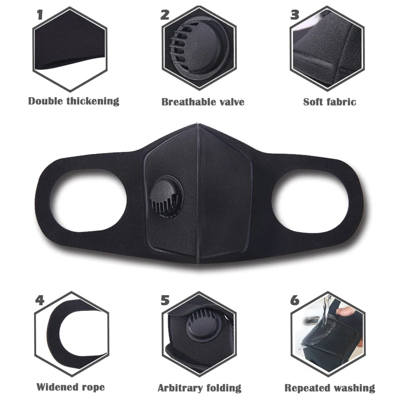 PVP 1Pcs Face Mask Dust Mask Anti Pollution Masks PM2.5 Activated Carbon Filter Insert Can Be Washed Reusable Mouth Masks warm