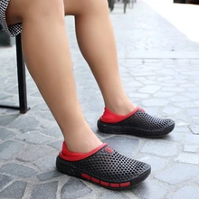 Мужские сетчатые дышащие Нескользящие тапочки унисекс; пляжная Уличная обувь; тапочки без застежки